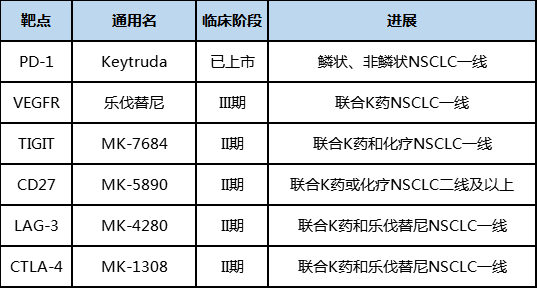 MSD 的NSCLC临床管线 MSD 的NSCLC临床管线